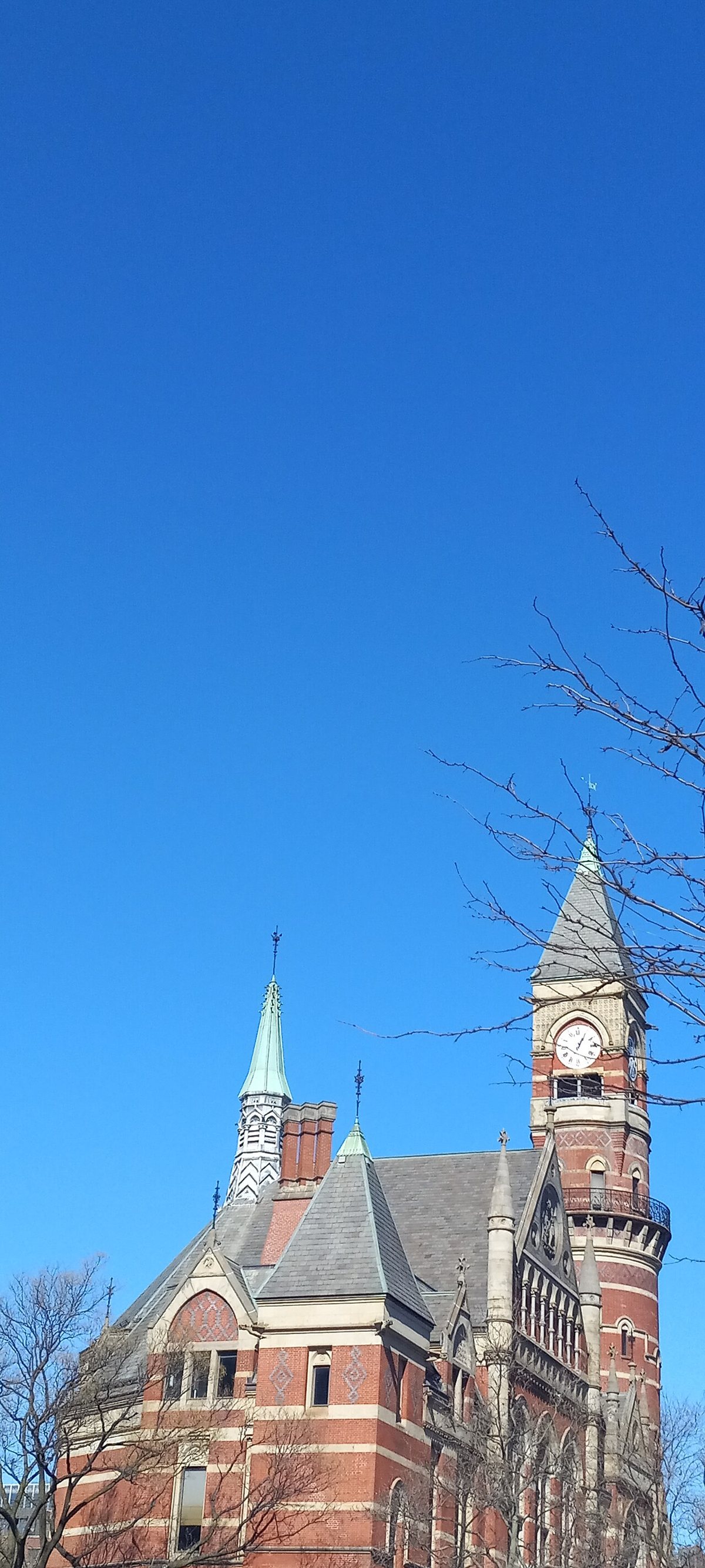 The red-brick clock tower of Jefferson Market Library on Sixth Avenue
