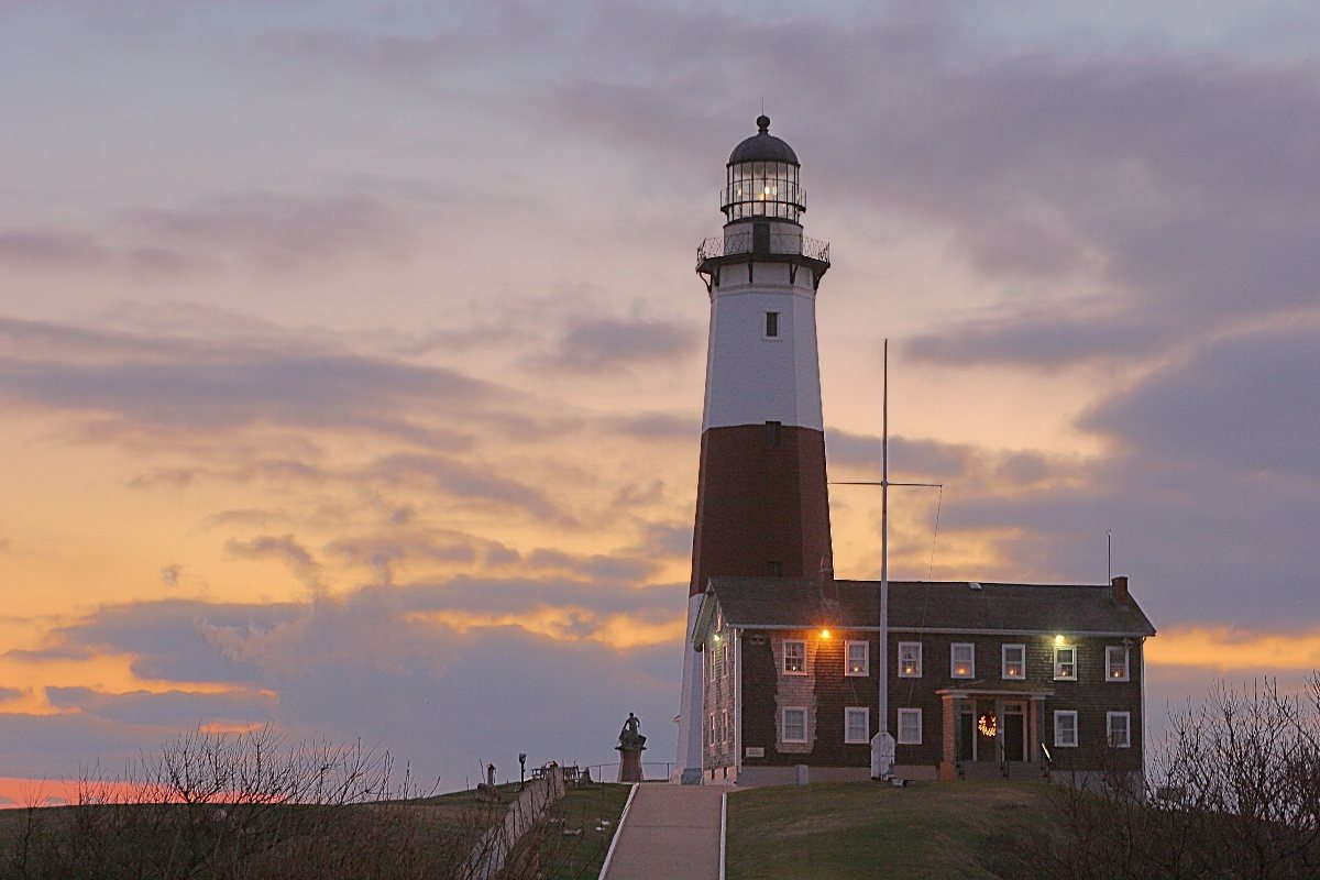 Montauk Point Lighthouse at sunset