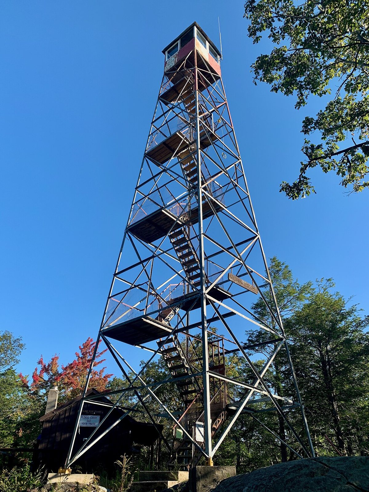A fire tower view over the tree canopy at Sterling Forest
