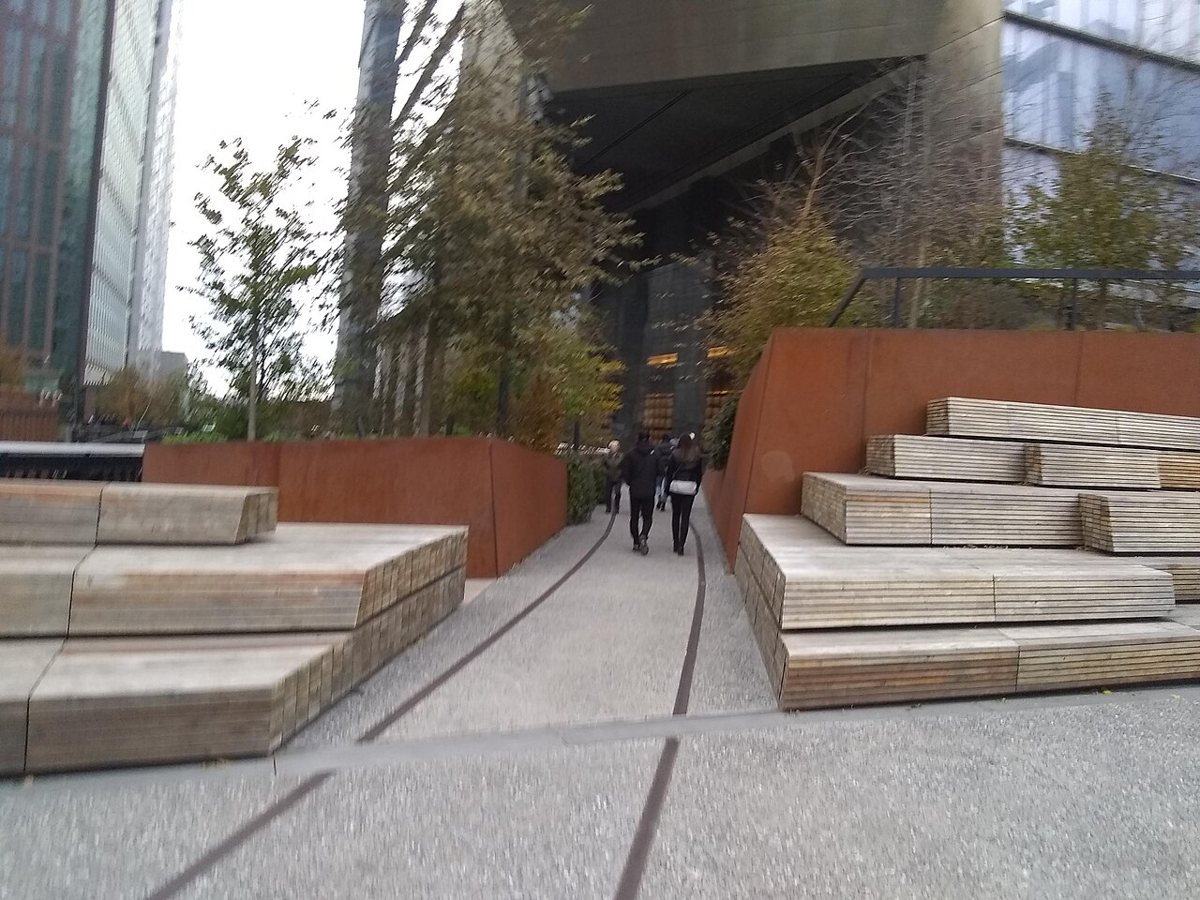 The High Line park walkway above the streets in Manhattan