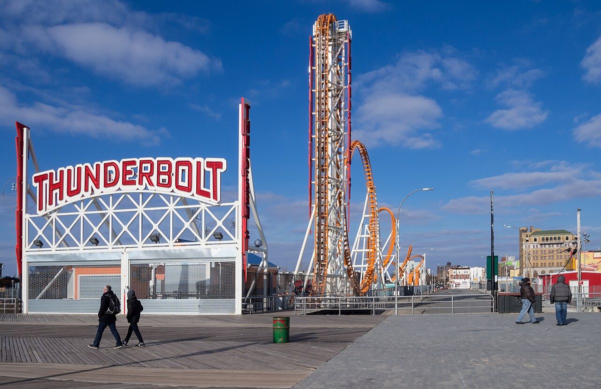The boardwalk and Wonder Wheel at Coney Island in Brooklyn, New York