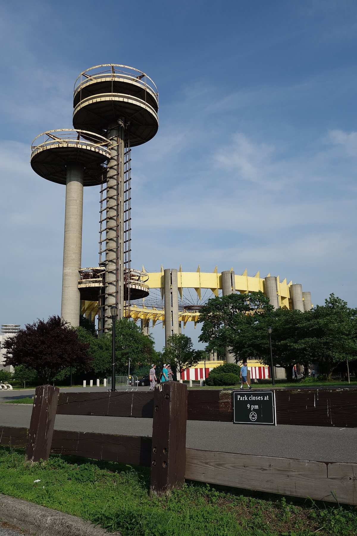 The New York State Pavilion towers at Flushing Meadows Corona Park in Queens, New York