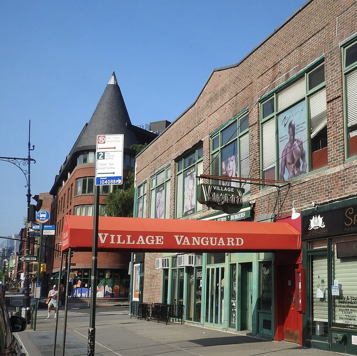 the red awning and entrance of the Village Vanguard on Seventh Avenue South